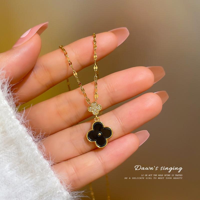 Douyin Same Four-Leaf Flower Necklace Female 2021 Korean Version Niche Design High-End Fresh Jewelry