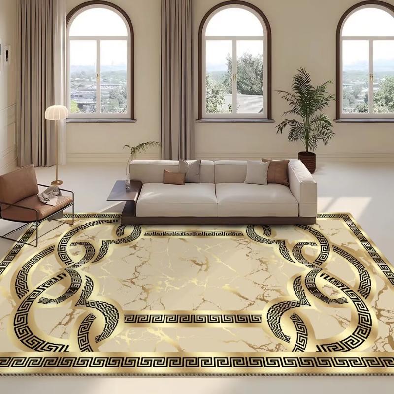 European Style Living Room Luxury Decoration Carpet Gold Sofa Chair Large Area Rug Customizable Easy To Clean Non Slip Mat