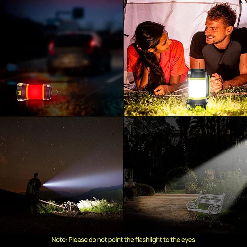 Camp Lamp LED Camping Light USB Rechargeable Flashlight Dimmable Spotlight Work Light Waterproof Searchlight Emergency Lantern