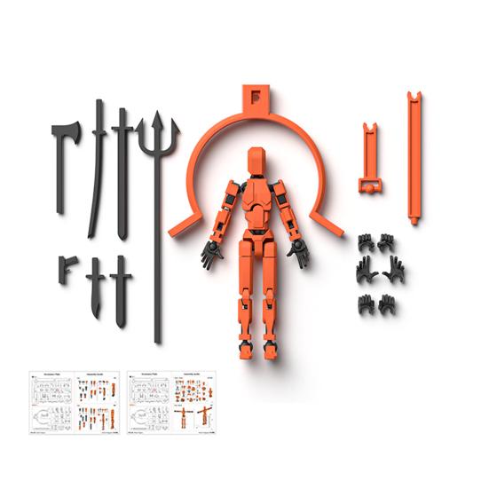 

Набор 3D-фигурок с подвижными суставами, напечатанный на 3D-принтере, сборный манекен, полноразмерный робот, игровые фигурки оранжевый