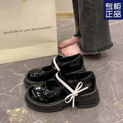 2024 Lente en Herfst buitenlandse stijl nieuwe kleine leren schoenen platformzool retro strik loafers veelzijdige Britse stijl modeschoenen