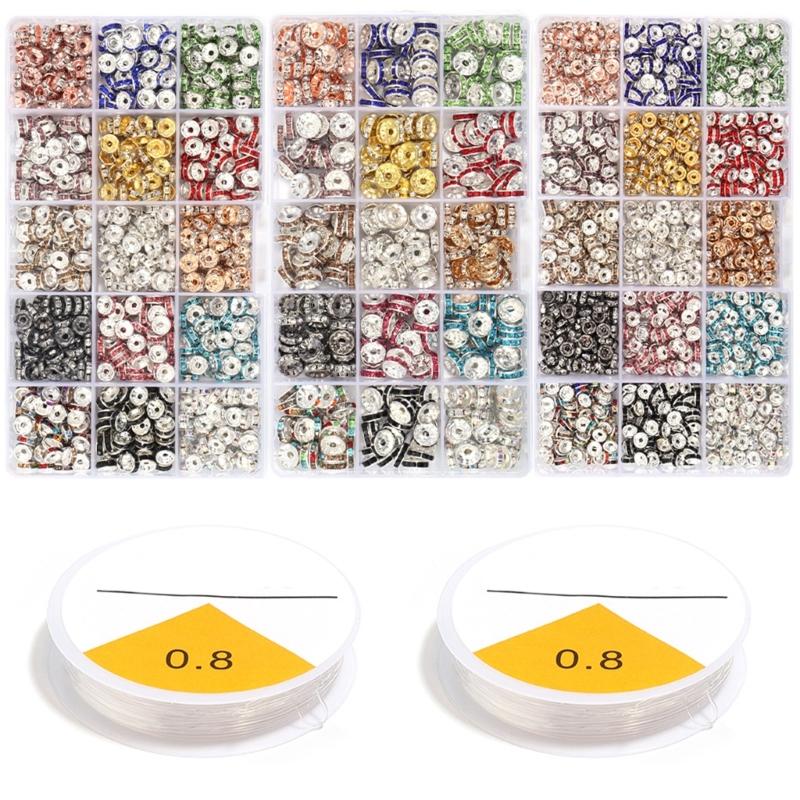 Rhinestones Rondelle Spacer Beads Delicate Rondelle Beads with Sparkling Crystals for Elegant Jewelry Creations