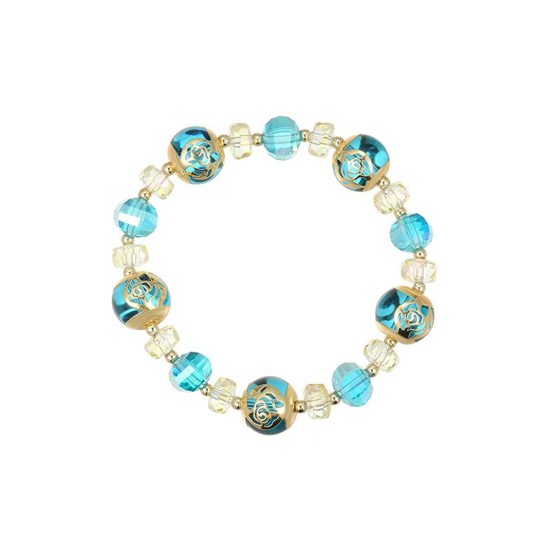 Simple Rose Transparent Glass Bead Bracelet Spring and Summer Versatile Glass Bead High-end Bracelet Fashionable and Exquisite Jewelry