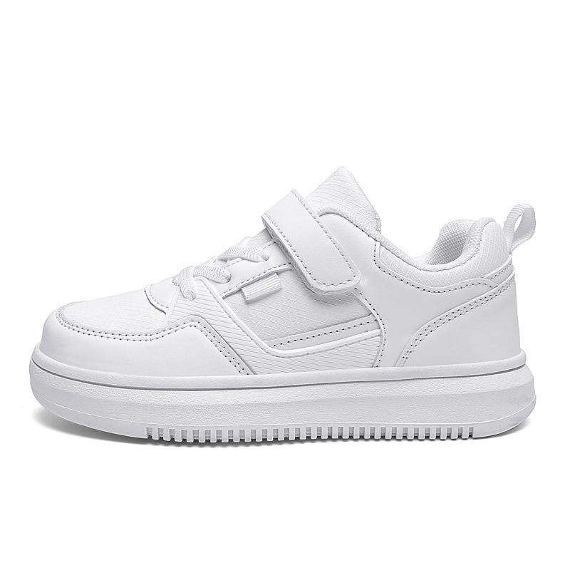 Kids' White Leather Skate Shoes for Boys - Comfortable Casual Footwear for Primary and Big Kids