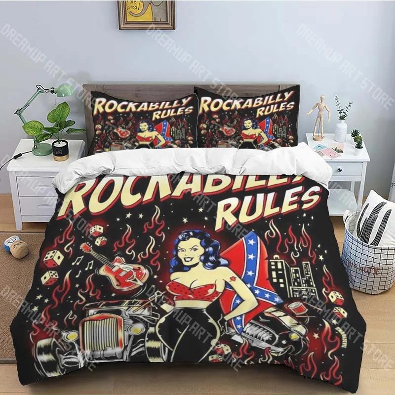 R-Retro rock hip hop music fashion trend print three piece set suitable for children or adults quilt cover pillowcase bedding