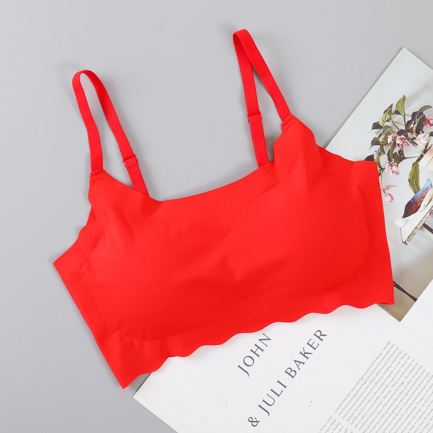 

Second-Gen Seamless Ice Silk Wireless Plus Size Camisole Bra with Beautiful Back Design. Extra Large красный