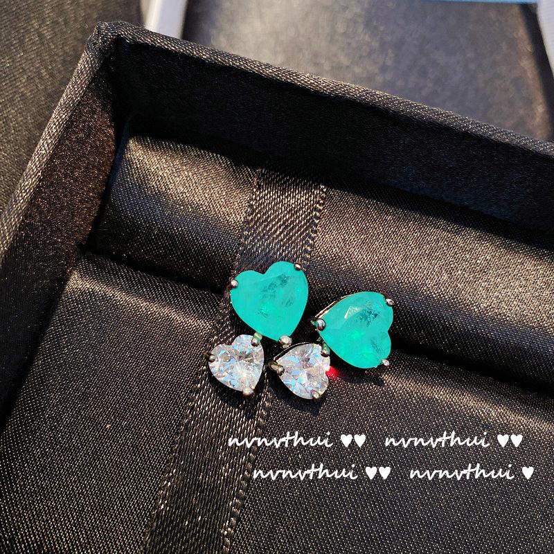 Fairy Color Scheme Aquamarine Love Necklace Plated 18K White Gold Blue-Green Water Drop Zircon Sweater Chain Water Drop Shape