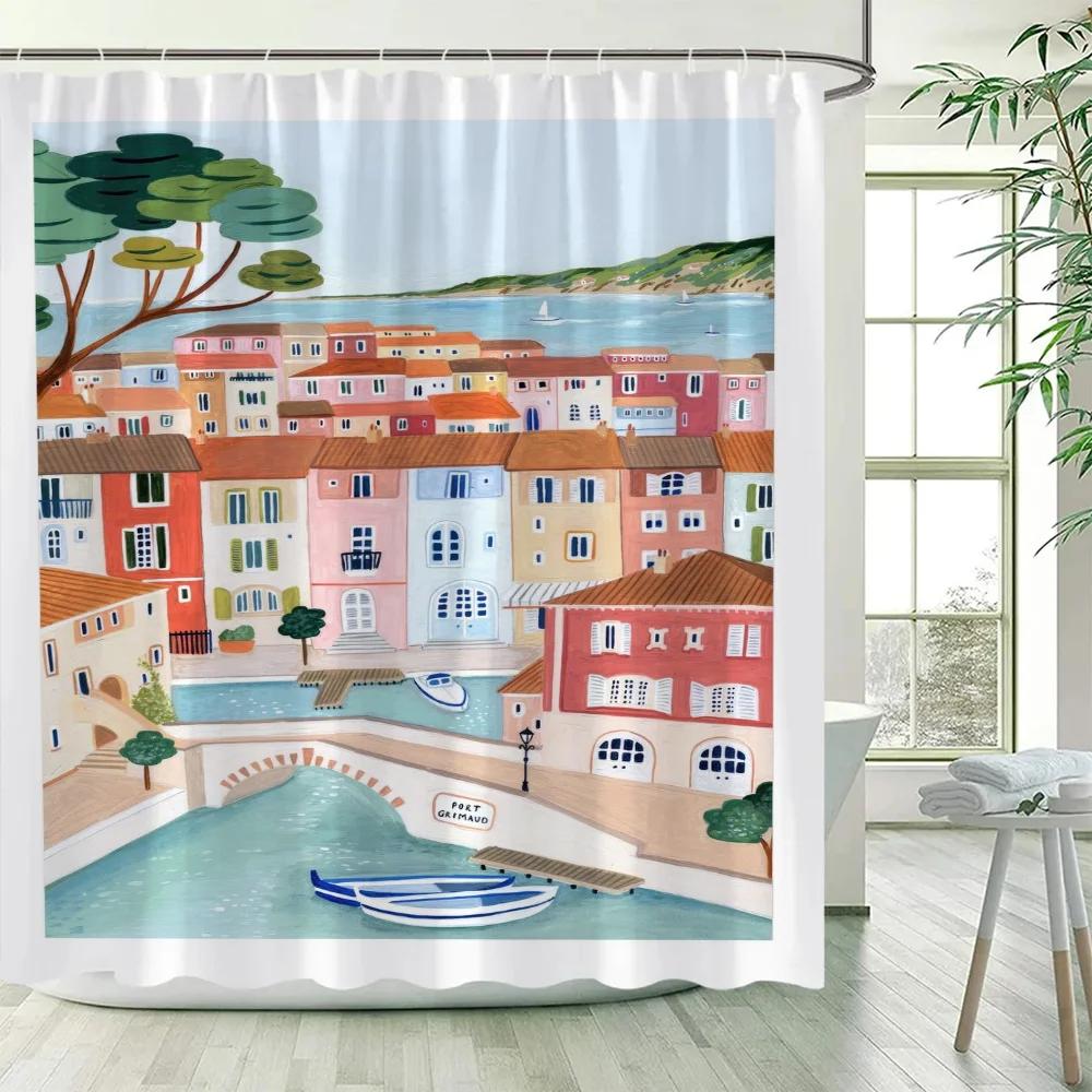 Travel Shower Curtains Bathroom Curtain for Quarto Folding Partition Accessories Bath Bedrooms Houses Rooms Waterproof the Home