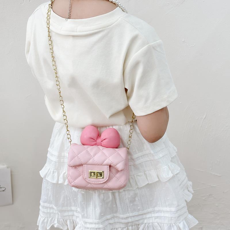 Children's Small, Fresh and Sweet Butterfly Knot Decorated Cross-body Bag with Chain Strap Girl's Bag