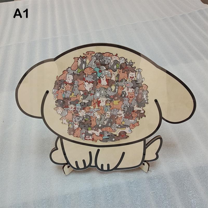 Dog Bear Shaped Puzzle With Animal Shards Wooden Jigsaw Puzzle Unique Irregular Animal Decorations Collectible Gift Challenging