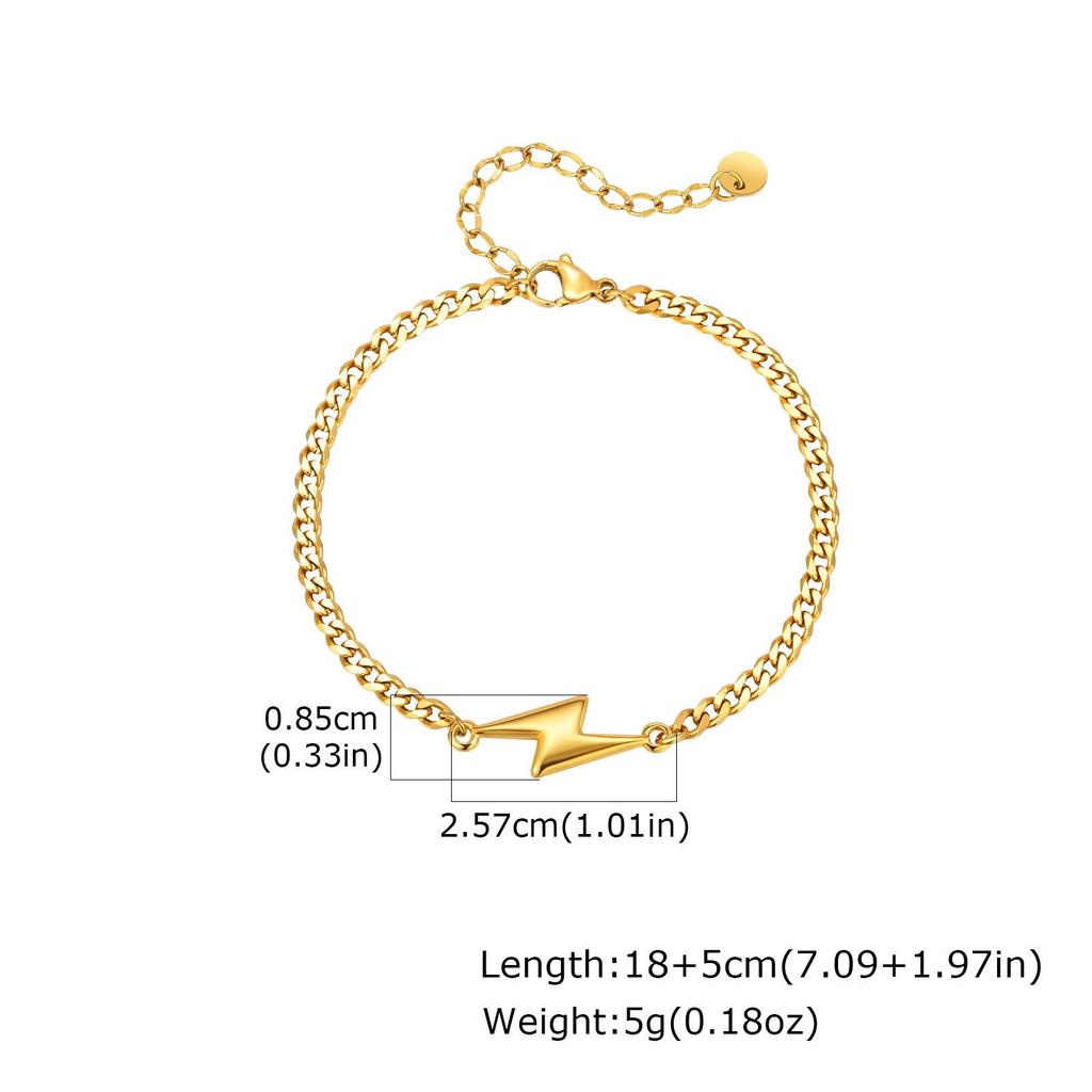 Pulsera Minimalista de Acero Inoxidable con Forma de Rayo para Parejas BR-2620