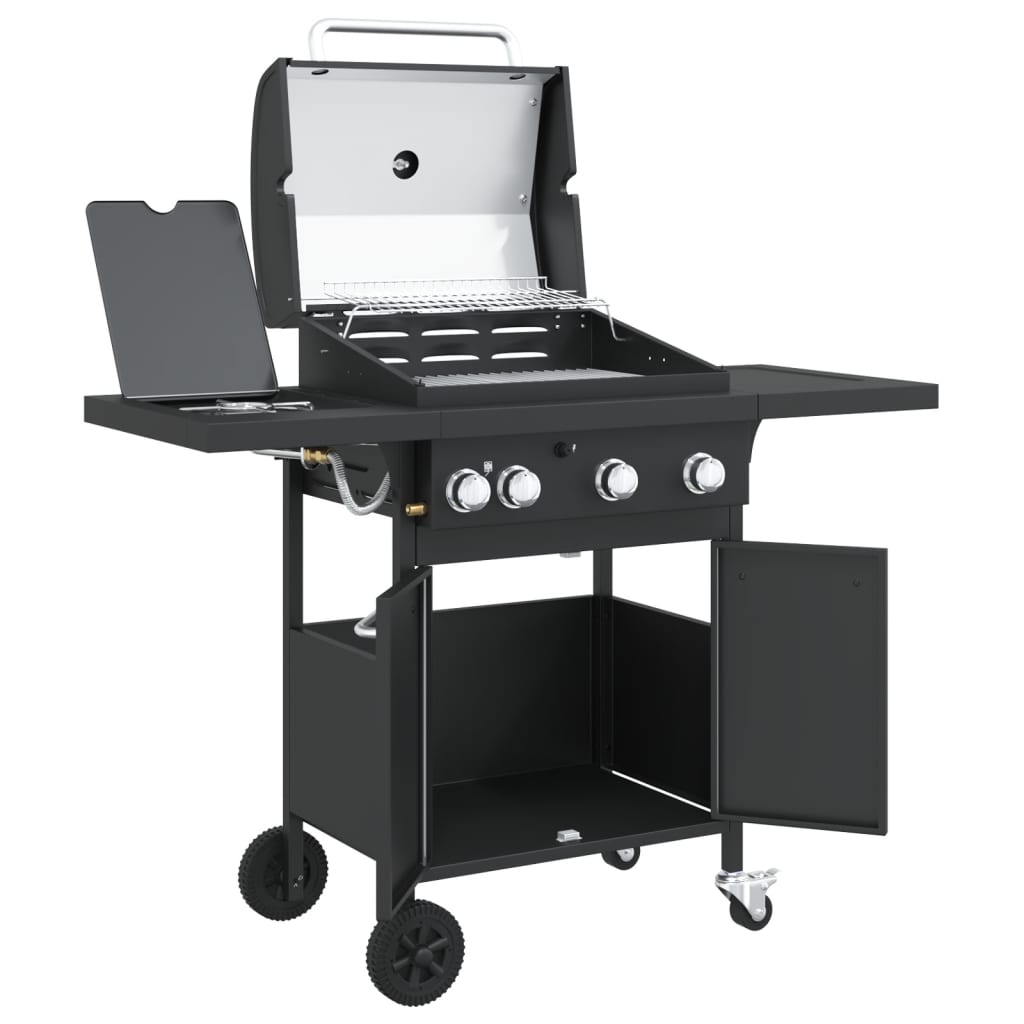 4 Burner Gas Grill in Black Powder Coated Steel