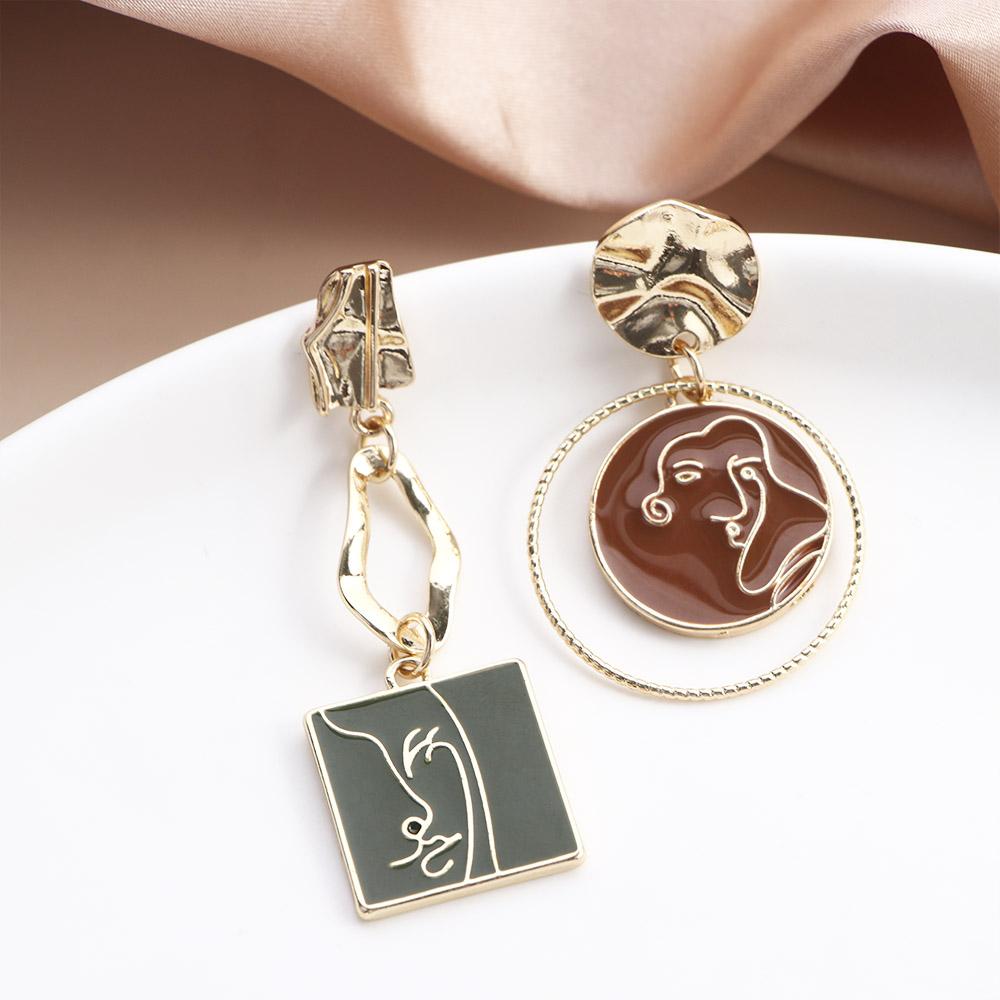 Asymmetric Punk Exaggerated Circle Stud Earrings Fashion Accessories Party Jewelry Dangle Earrings