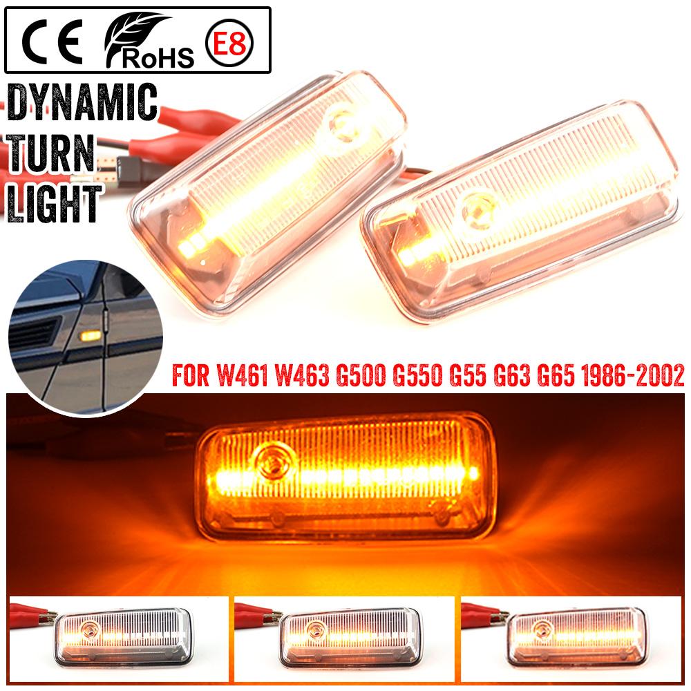

2PCS For Mercedes Benz G Class W463 W461 G500 G550 G55 G63 G65 1986-2002 LED Dynamic Side Marker Repeater Light Turn Signal Lamp Crystal