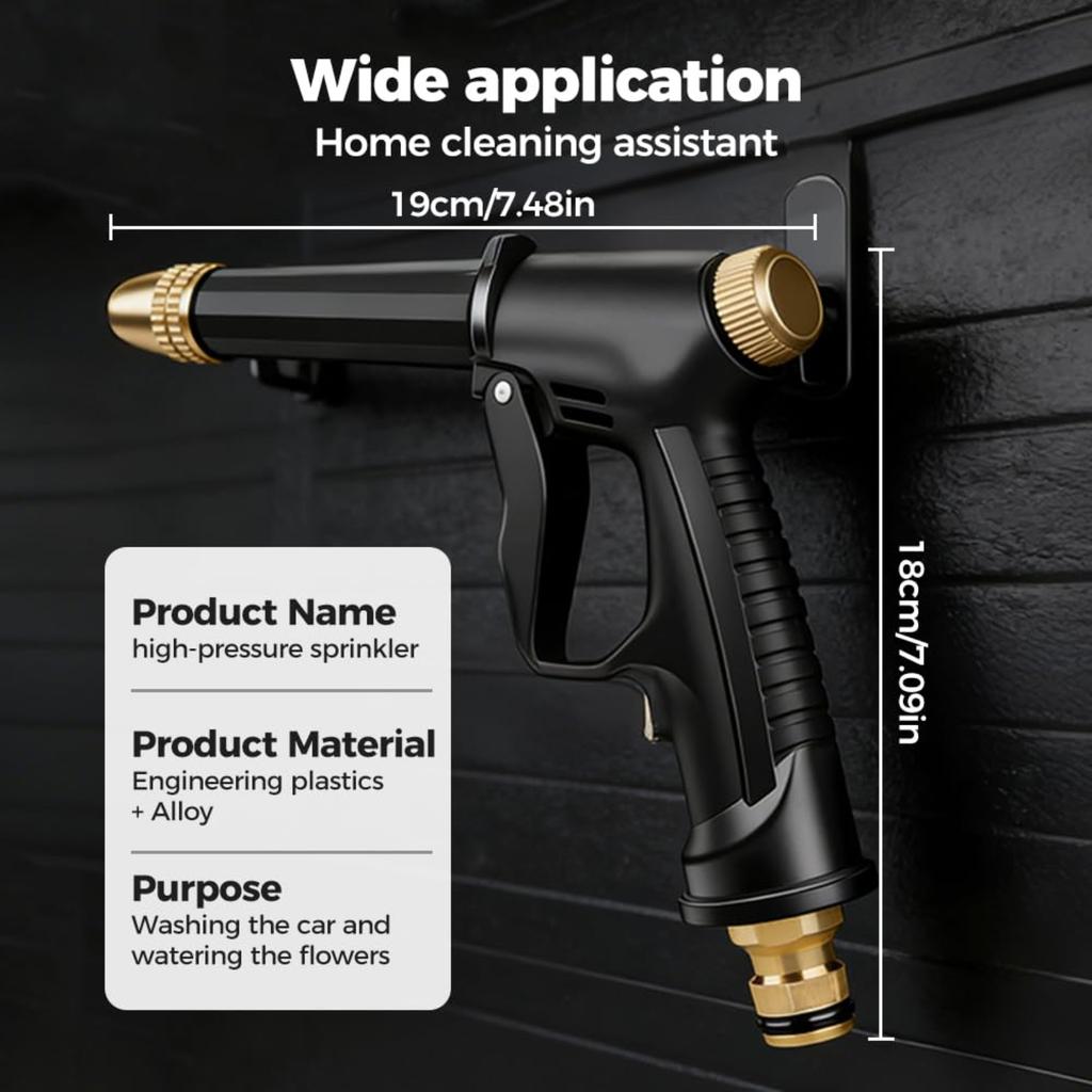 Upgraded Adjustable Watering Sprayer with Brass Nozzle High Pressure Hose Nozzle with Soap Dispenser for Garden Car Cleaning Washing