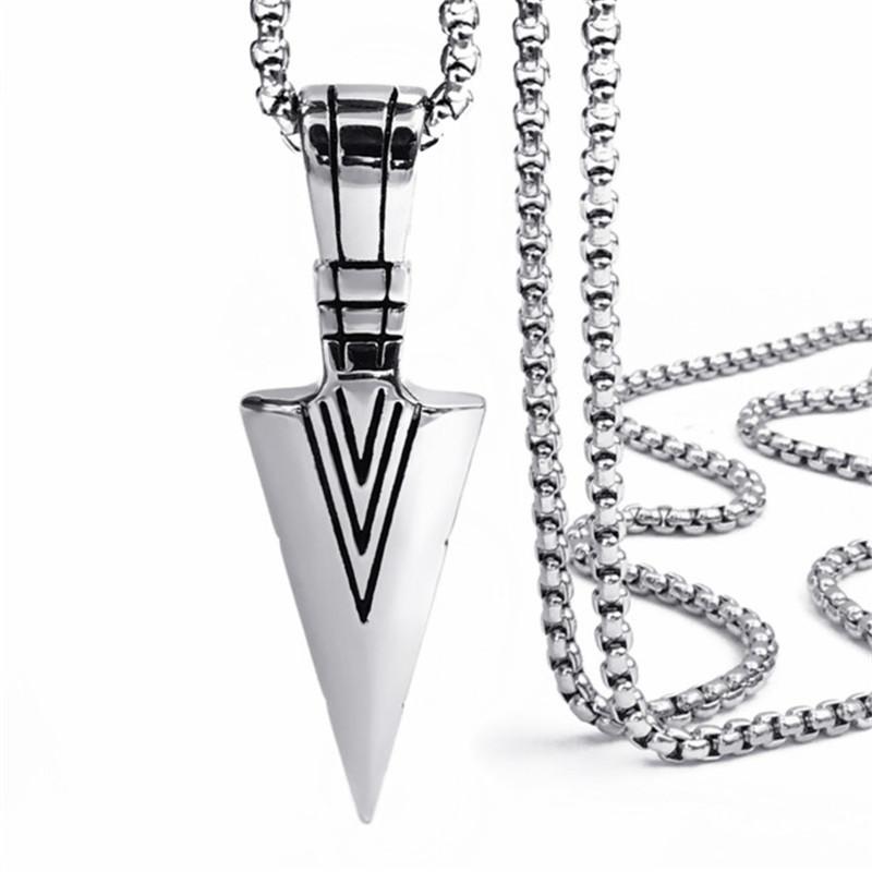 

Golden Silver Black Arrow Pendant 316L Stainless Steel Jewelry Polishing Biker Necklace серебряный