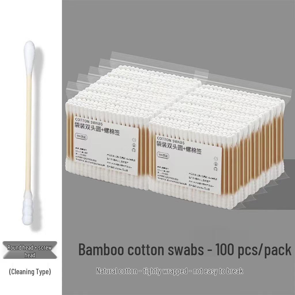 Wooden Cotton Swabs: Double-Ended for Ear Cleaning & Makeup, Disposable, Household Use