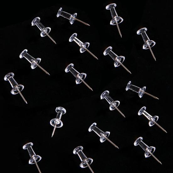 100/200/500Pcs Clear Push Pins Transparent Plastic Head Thumb Tacks Steel Pointed Nails
