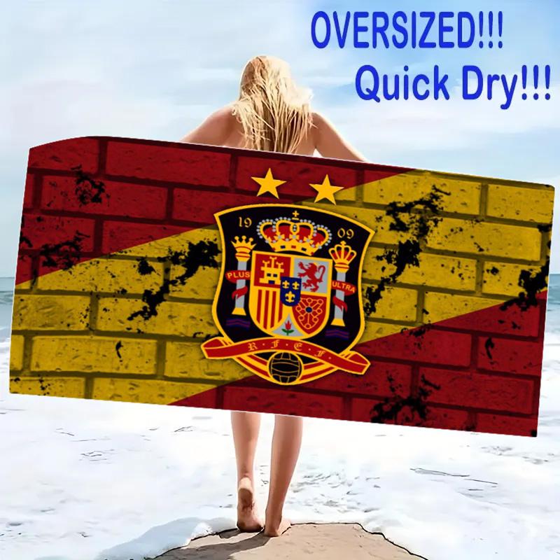 Spain Football Print Beach Towel, Large Soft Quick Dry Towel for Beach Camping Swimming