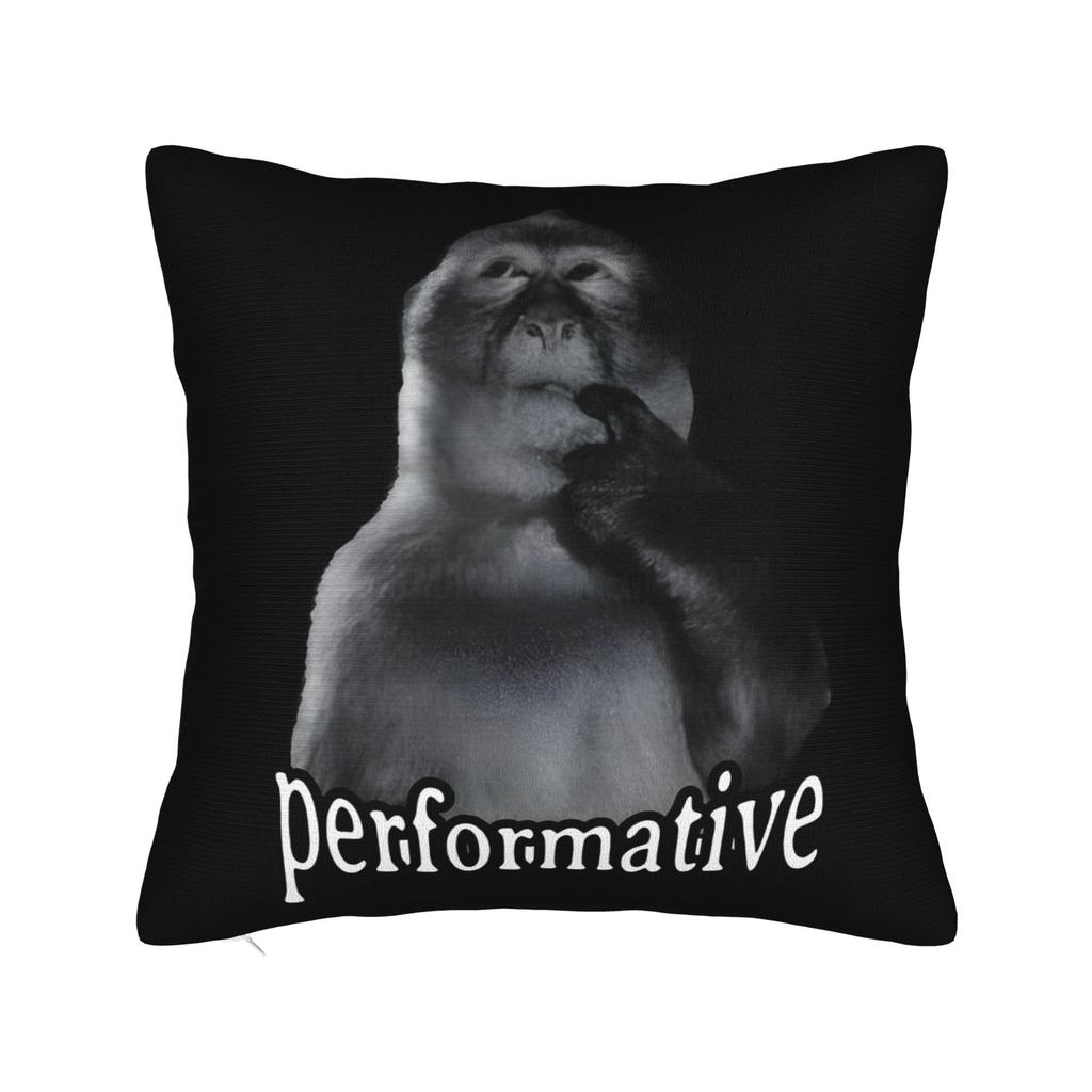 Federa per Cuscino Meme Scimmia Pensierosa Morbido Poliestere Copricuscino Copertina Cuscino Regalo per la Casa con Cerniera 18''