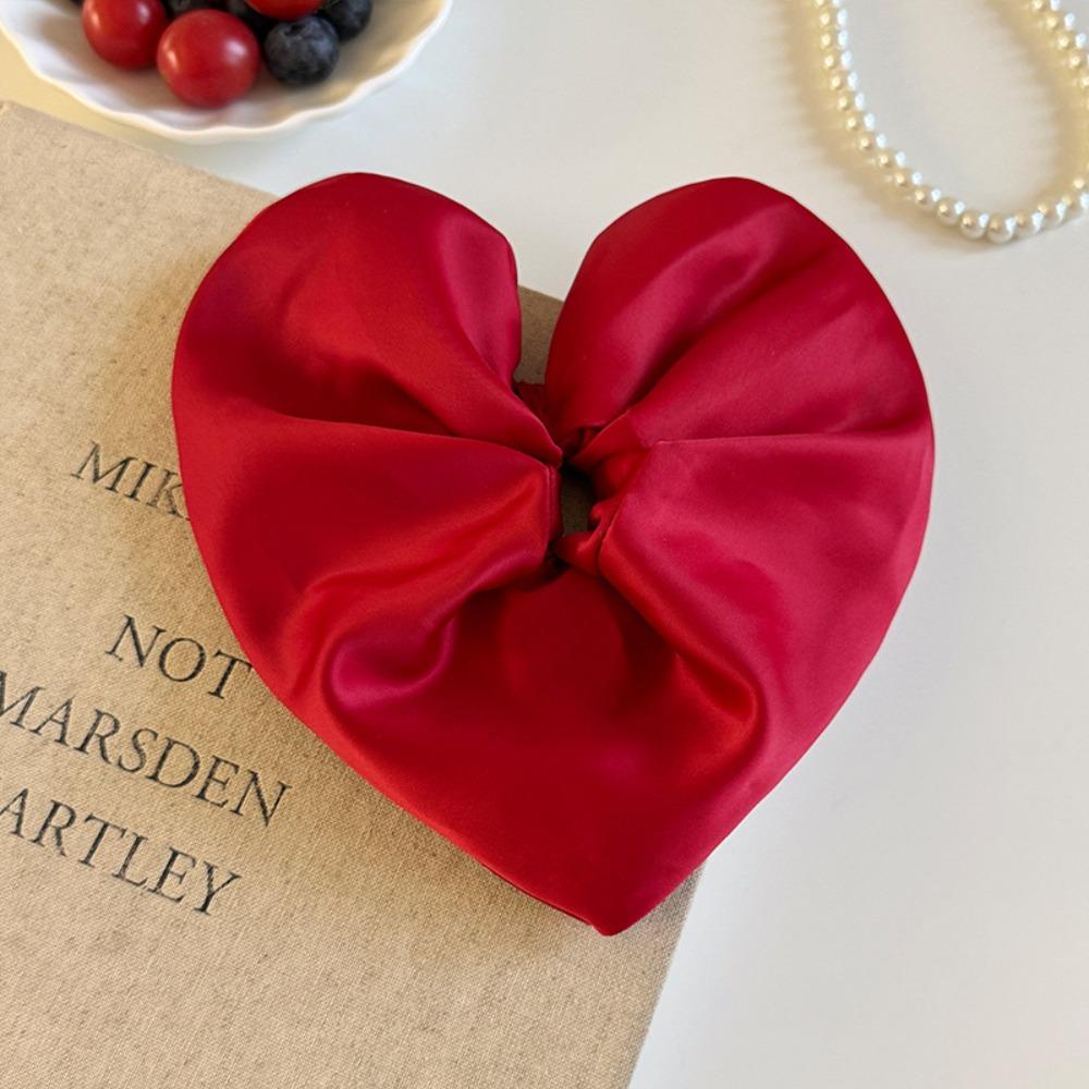 Love Large Satin Hair Scrunchies Heart Shape Ponytail Elastic Rubber Band  Ladies
