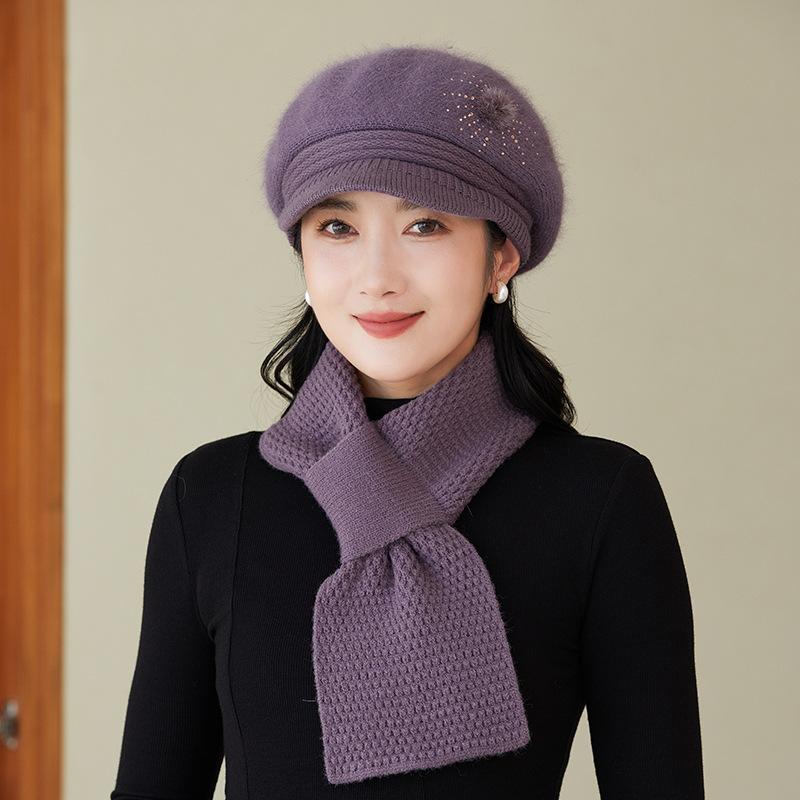 Hut Damen Winter Warm Plüsch Wollmütze Modischer Ausländischer Stil Kälteschutz Ohrenschutz Verdickte Strickmütze