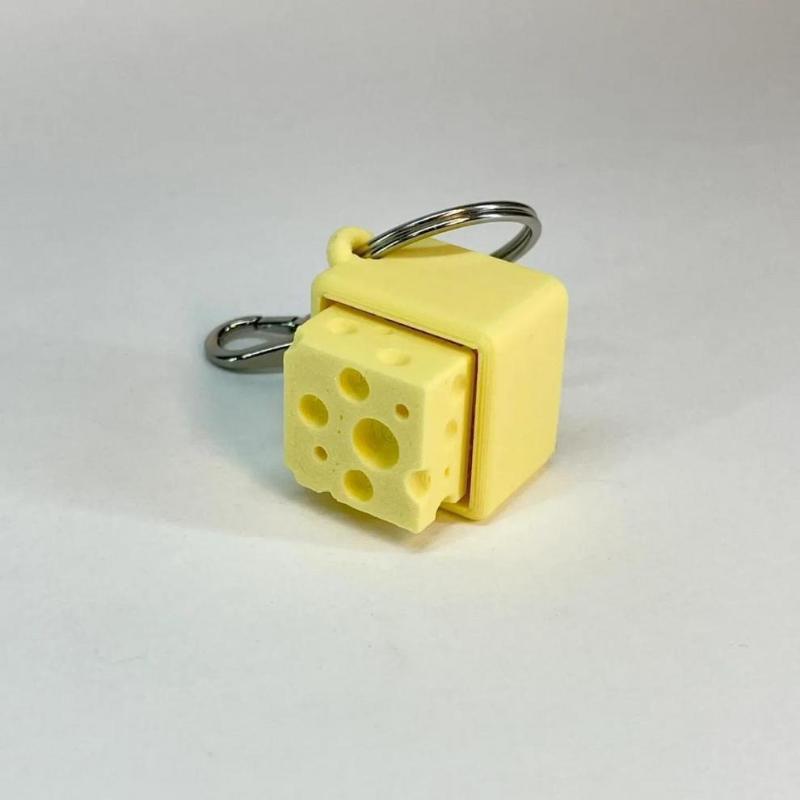 Funny Cheese Key Chain Keyboard Stress Relief Fidget Button Cheese Keycap Fidget Clicker Keychain Keyboard Keychain Finger Toys