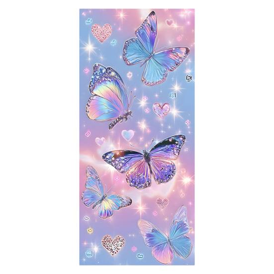 

Window Privacy Film Stained Glass Flower Butterfly Decorative Window Sticker Heat Control Non-Adhesive Static Glass Cling for Home Bathroom Kitchen D