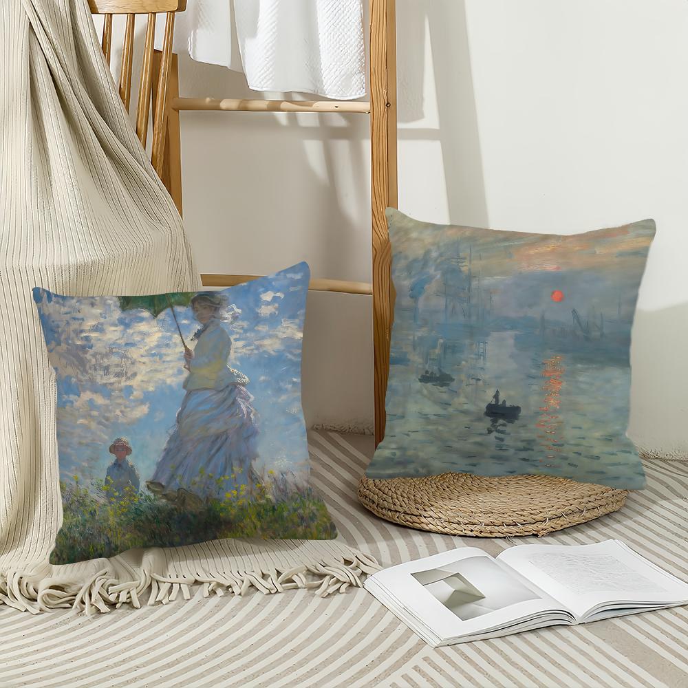 Art Claude Monet Pillow Case Office Cushions Suitable For Sofa Car Bedroom Decorative Cushion Cover