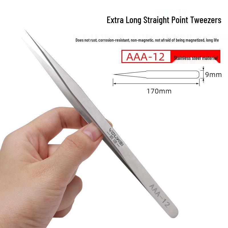 Titanium Alloy Tweezers with Anti-Flywire, Extra Sharp Bent & Straight Tips for Fingerprint Mobile Phone Repair
