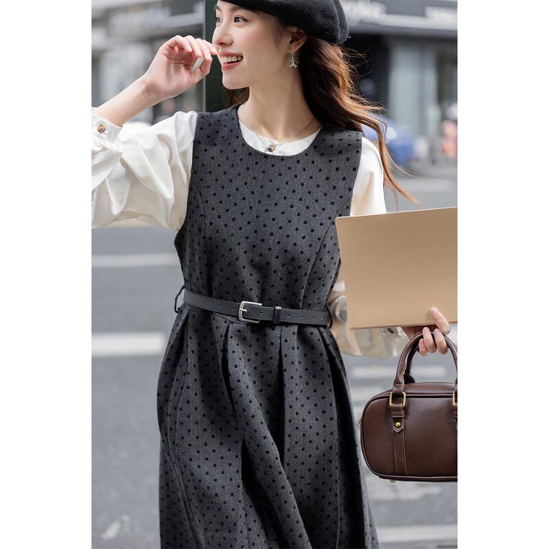 Mocana French Retro Polka Dot Vest Dress