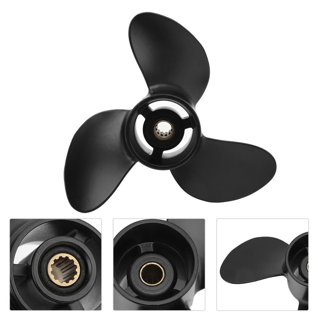 Marine Outboard Propeller 3 Blades 7.8x8in 12 Tooth RH Rotation Replacement for TOHATSU 4‑6HP MFS4 4 Stroke Engine