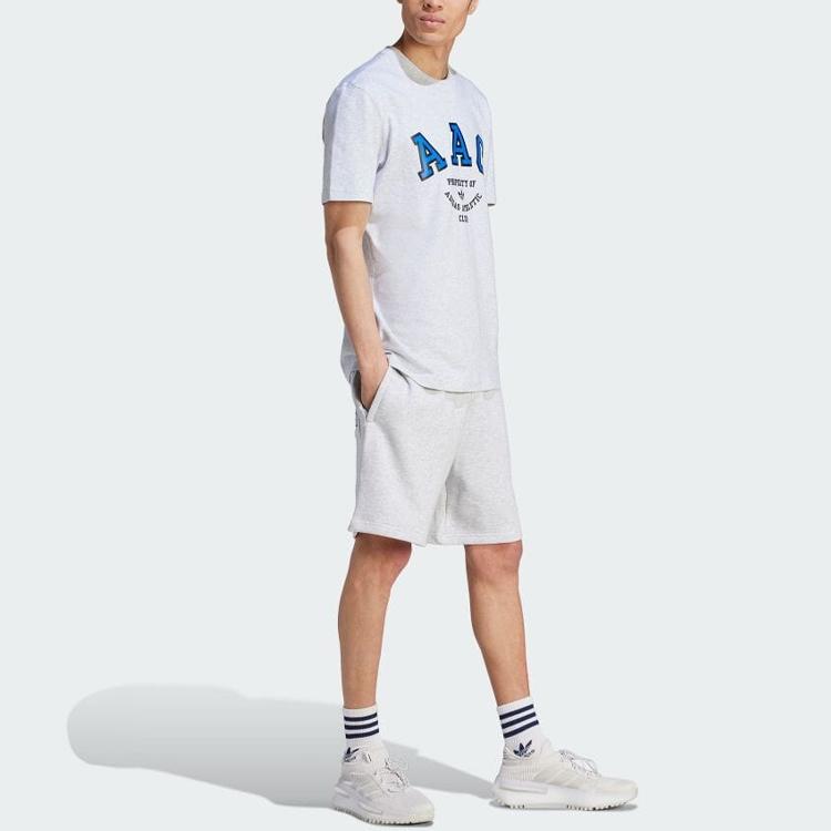 Adidas Originals Logo Print Round Neck Short Sleeve T-Shirt Men Tops Grey IM4572