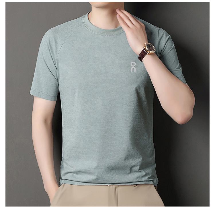Men's Summer Casual Round Neck Short Sleeve T-shirt - Middle-Aged Fashion, Versatile & Breathable Top