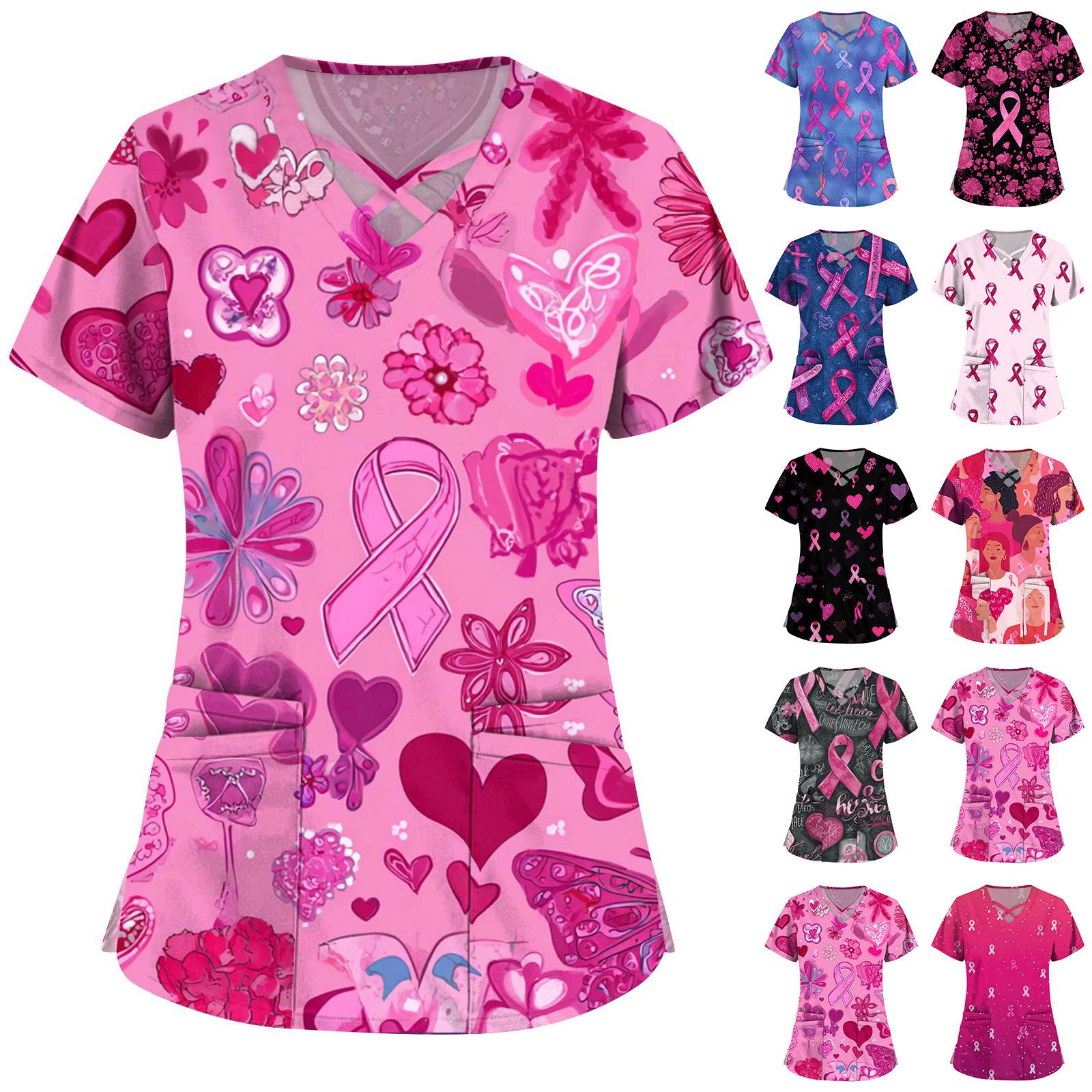 

Women s Fashion V-Neck Short Sleeve Overalls Double Layer Pocket Printed Tops Apparel L чорний