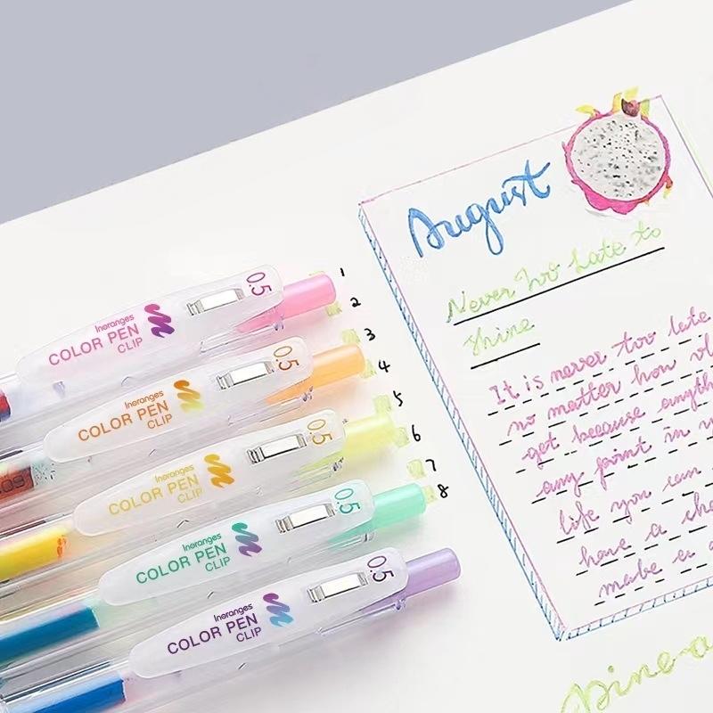 5pcs Rainbow Gradient Color Pens Set Gel Ink Vintage Marker Liner 0.5mm Ballpoint Stationery Gift