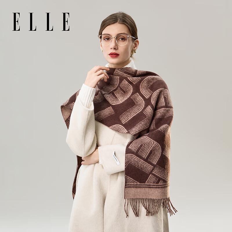 ELLE Women's 100% Pure Wool Double-Sided Scarf