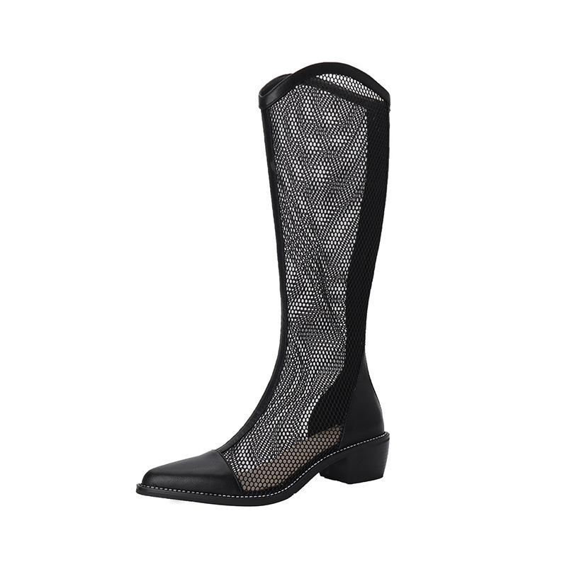 

2025 новые весенние и летние сапоги женские толстые сетчатые сапоги полые прохладные сапоги летние дышащие тонкие сетчатые сапоги 40 чёрный