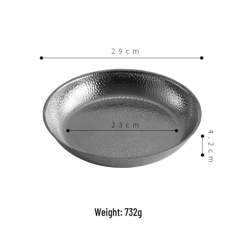 Korean Style Gold Stainless Steel Plate – Ideal for Barbecue, Fruit, Steak, Pasta, and More 20 cm