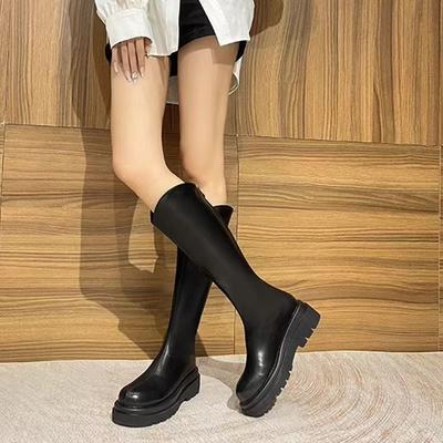 Straight Long Knight Boots Children Thick-soled New Commuter Autumn and Winter Black Tall But Knee-long Boots