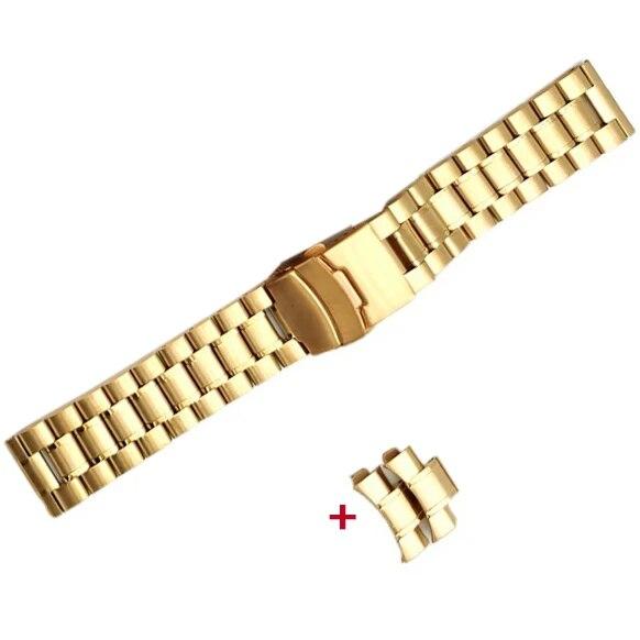 

Твердый ремешок из нержавеющей стали 18 мм, 20 мм, 22 мм, 24 мм, складная пряжка с изогнутым концом для мужчин и женщин, металлический ремешок для часов с 5 стрелками, аксессуары 20mm