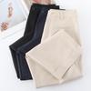 Women's Beige High Waist Wide Leg Cropped Pants - Slimming, Casual, Loose Fit, Spring/Summer 2025 Collection