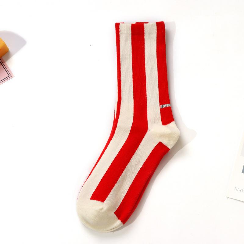 Women's Spring and Autumn Cotton High Quality Small Vertical Stripe Socks