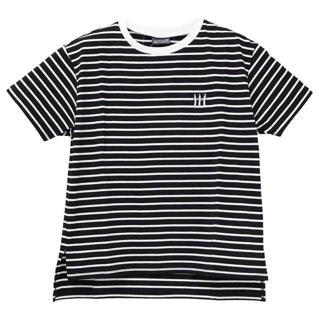 

Moomin Hattifattener Embroidered Striped T-Shirt White x Black