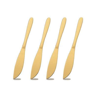4-teiliges Edelstahl-Gold-Steakmesser, scharfes Tischmesser-Set, Restaurantbesteck, Abendessenmesser, schwarzes Geschirr-Set