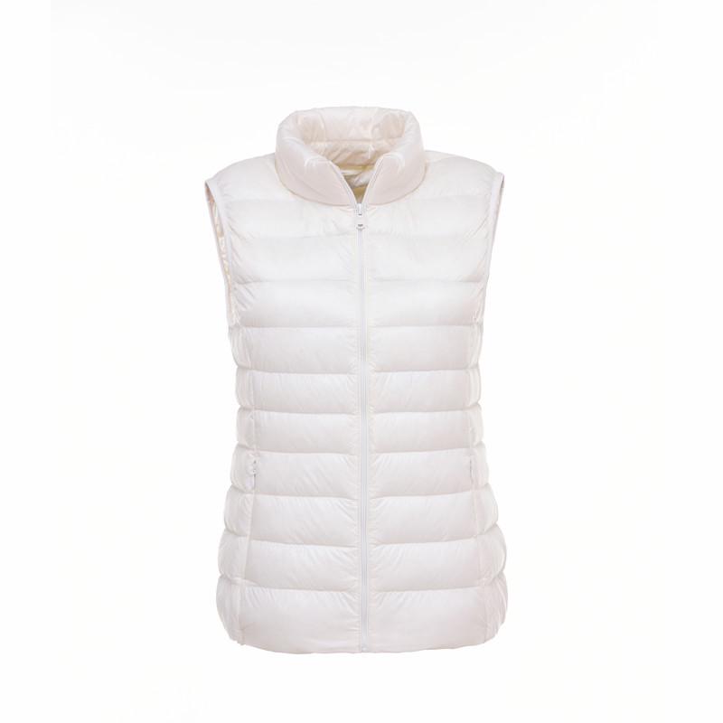 Women's Lightweight Winter Down Vest - Sleeveless, Short Stand Collar Outerwear