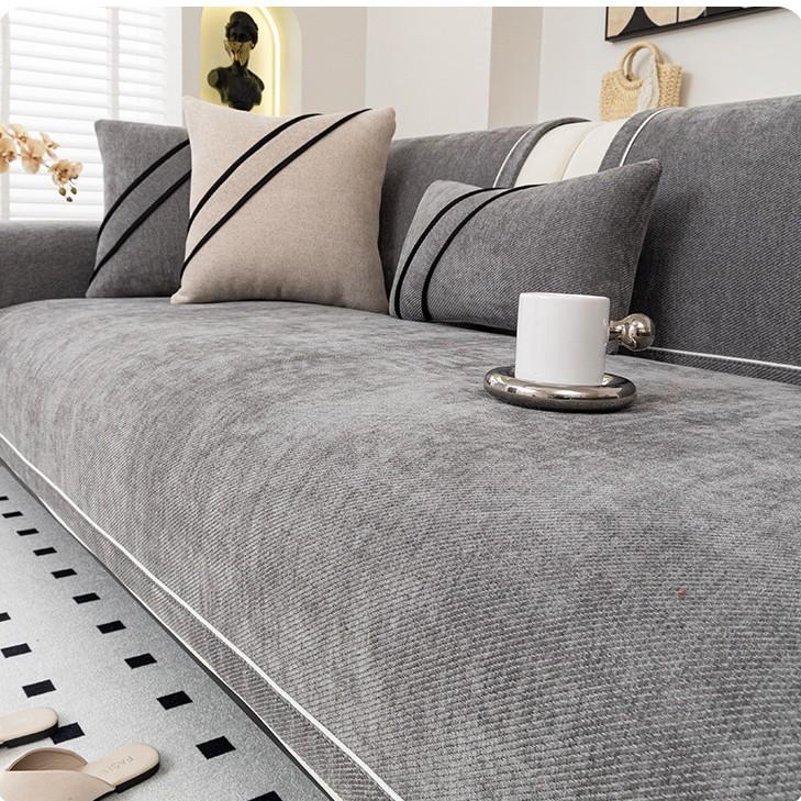 New Light Luxury Sofa Cover Pad High-End Chenier Non-Slip Seat Cushion Four-Season Universal Straight Sofa Cover Cloth