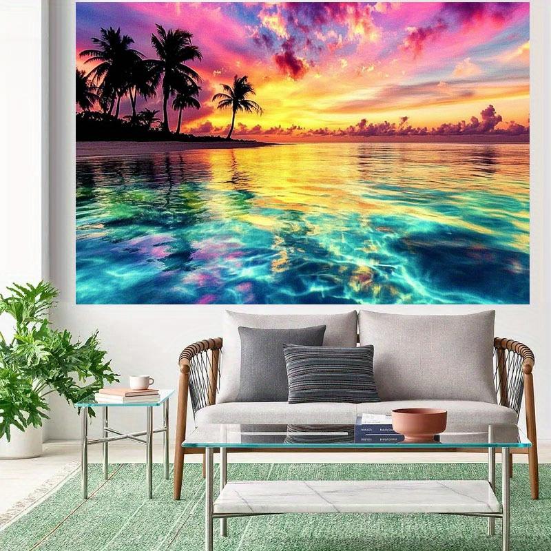 VIKAMA Tropical Sunset Tapestry Gradient Neon Sky Palm Trees Beach Resort Style Living Room Romantic Room Decor