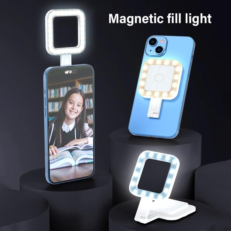 Wiederaufladbares LED-Fülllicht Magnetische Befestigung Für Handy-Content-Ersteller Make-up Einstellbare Temperatur Faltbar