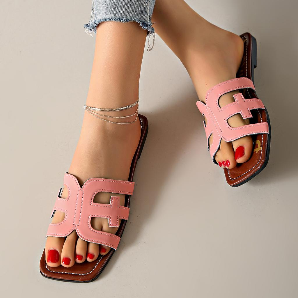 Nowe modne kapcie damskie seksowne sandały na płaskim obcasie Casual Ladies Sand kapcie plażowe eleganckie kapcie z odkrytymi palcami kapcie damskie